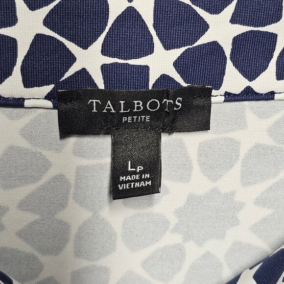 Talbots Petite Effortless Jersey Shift Dress - Star Geo - Navy/White Women's Lp - Picture 8 of 9